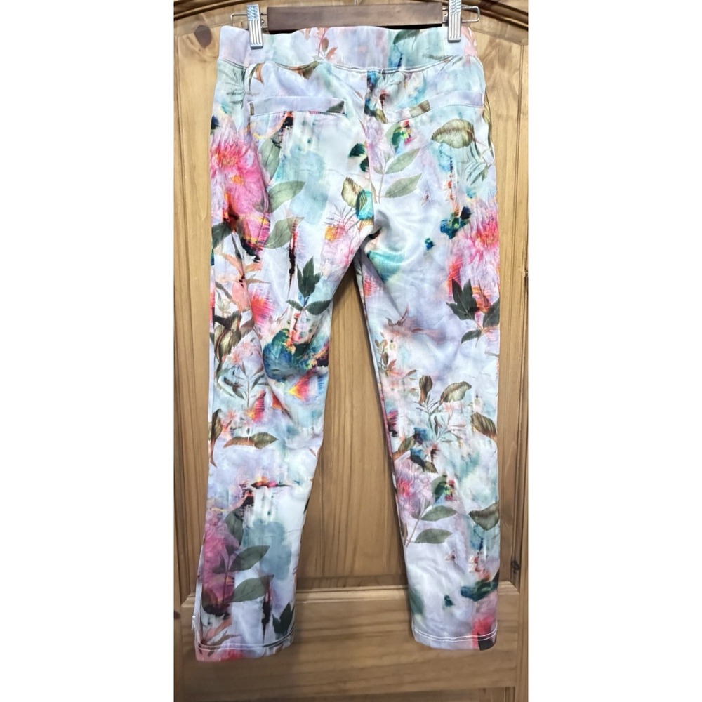 Pam & Gela Floral Skinny Pants Size Small Pastel Watercolor Print - Picture 3 of 4